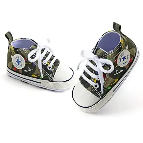 Yangi tug'ilgan qizlar uchun kanvas poyafzallari Infant yumshoq taglik Slip On First Walkers krossovkalari Toddler tekis loaferlar Yuqori krovat denim uniseks mokasin poyafzali - 5