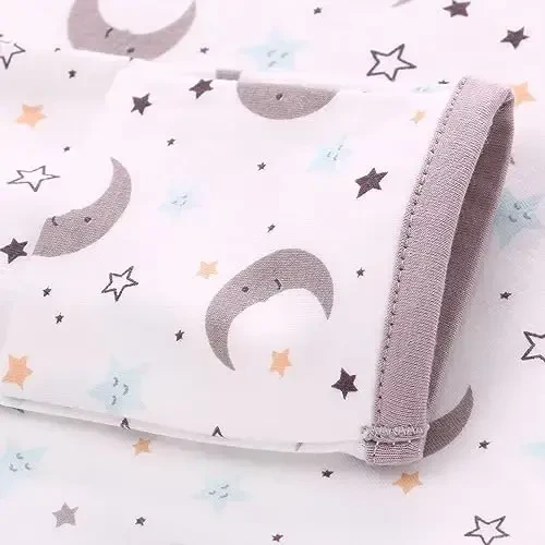 Yangi tug'ilgan tugunli tunika uzun qisma bilan mos keladigan shlyapa to'plami 3 dona, Unisex chaqaloq uyqu ko'ylaklari O'g'il bolalar va qizlar uchun qo'lqopli manjetlar bilan uyga keladigan kiyimlar to'plami 3-6 oy - 7