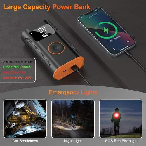 (Yangi yangilanish) ZSX Shinalar Inflatori Ko'chma Havo Kompressori-160 PSI Havo Nasosi Xotira Funktsiyasi bilan, Elektr Velosiped Nasosi Shinalar Bosimi O'lchagichi bilan, Avtomobil uchun Shinalar Inflatori, Erkaklar Eri Otasiga Sovg'alar - 3