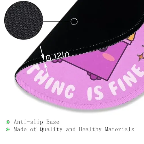 Gctriki Dumpster on Fire Mouse Pad, Cute Round Mouse Pads for Desk, Funny Purple Mousepad for Computer Laptop Gaming, Stitched Edge Non-Slip Rubber Base, Cute Office Desk Accessories Decor for Women - 5