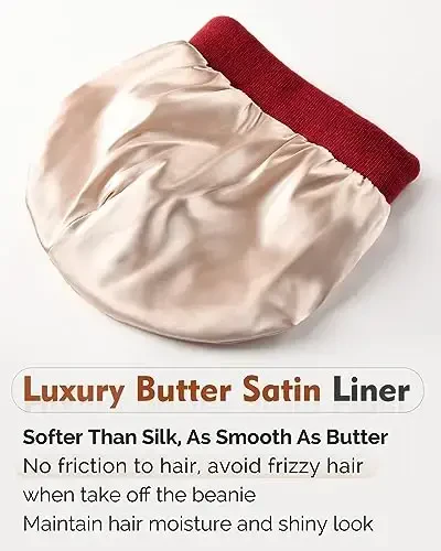 YANIBEST Ayollar uchun atlas astarli shapka Ayollar uchun buruqni kamaytiradigan qishki shapkalar Erkaklar ipak astarli yumshoq keng issiq manjetli kamroq statik - 2