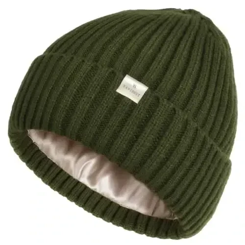 YANIBEST Winter Hats for Women Satin Lined Beanie for Cold Weather Beanie Hat for Women Men Winter Warm Knit Hats - YANIBEST