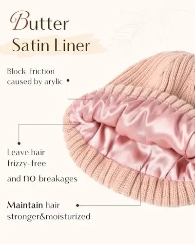 YANIBEST Winter Hats for Women Satin Lined Beanie for Cold Weather Beanie Hat for Women Men Winter Warm Knit Hats - 6