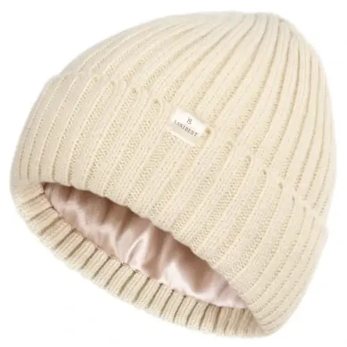 YANIBEST Winter Hats for Women Satin Lined Beanie for Cold Weather Beanie Hat for Women Men Winter Warm Knit Hats 