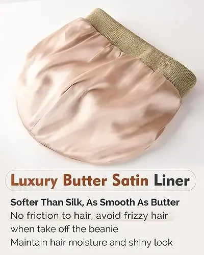 YANIBEST Satin Lined Beanie for Women Reduce Frizz Winter Hats for Women Men Silk Lining Soft Slouchy Warm Cuffed Less Static - 2