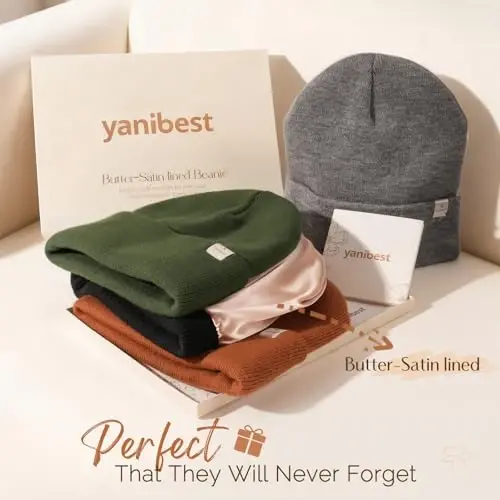 YANIBEST Satin Lined Beanie for Women Reduce Frizz Winter Hats for Women Men Silk Lining Soft Slouchy Warm Cuffed Less Static - 6