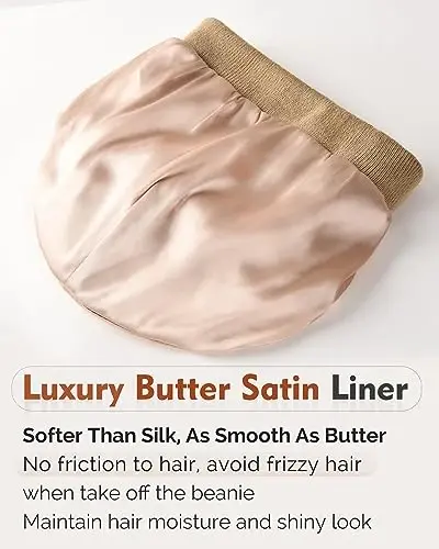 YANIBEST Satin Lined Beanie for Women Reduce Frizz Winter Hats for Women Men Silk Lining Soft Slouchy Warm Cuffed Less Static - YANIBEST (1)