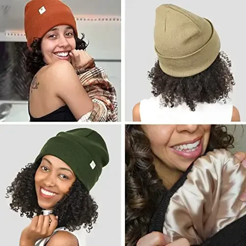 YANIBEST Satin Lined Beanie for Women Reduce Frizz Winter Hats for Women Men Silk Lining Soft Slouchy Warm Cuffed Less Static - 6