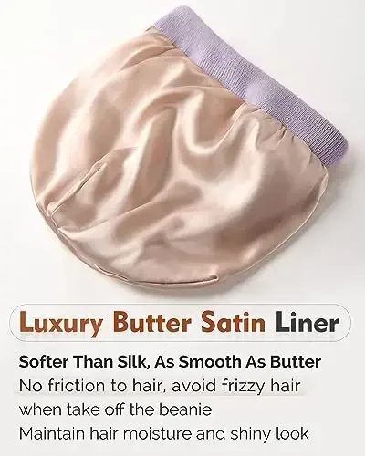 YANIBEST Satin Lined Beanie for Women Reduce Frizz Winter Hats for Women Men Silk Lining Soft Slouchy Warm Cuffed Less Static - YANIBEST (1)