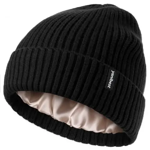 YANIBEST Winter Hats for Women Satin Lined Beanie for Cold Weather Beanie Hat for Women Men Winter Warm Knit Hats 