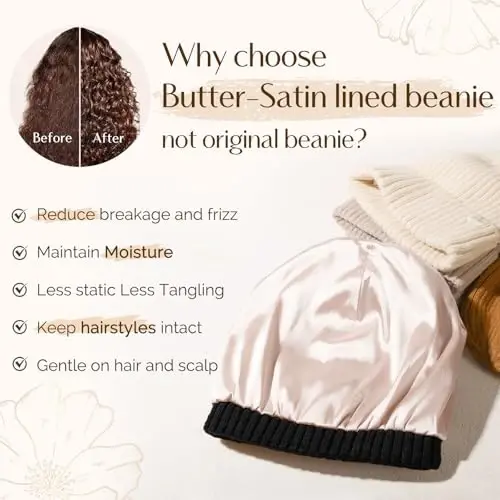 YANIBEST Winter Hats for Women Satin Lined Beanie for Cold Weather Beanie Hat for Women Men Winter Warm Knit Hats 