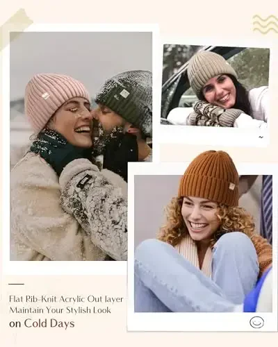 YANIBEST Winter Hats for Women Satin Lined Beanie for Cold Weather Beanie Hat for Women Men Winter Warm Knit Hats - 4