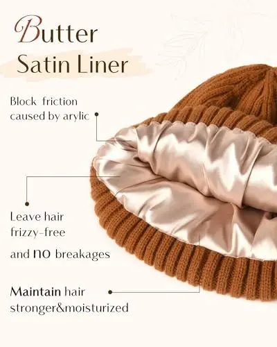 YANIBEST Winter Hats for Women Satin Lined Beanie for Cold Weather Beanie Hat for Women Men Winter Warm Knit Hats - 6