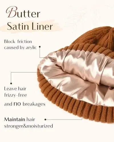 YANIBEST Winter Hats for Women Satin Lined Beanie for Cold Weather Beanie Hat for Women Men Winter Warm Knit Hats - 6