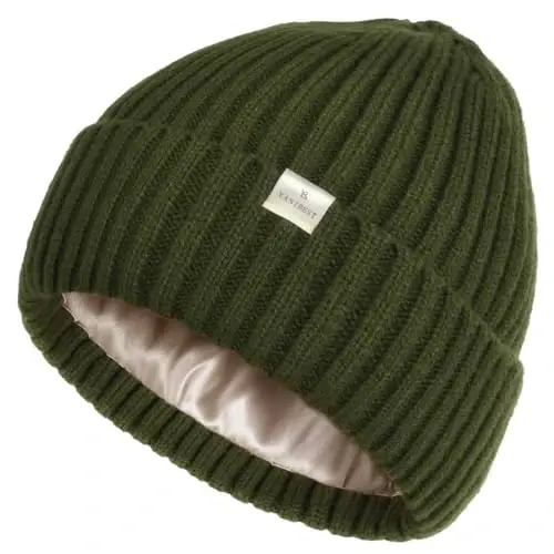 YANIBEST Winter Hats for Women Satin Lined Beanie for Cold Weather Beanie Hat for Women Men Winter Warm Knit Hats - 1