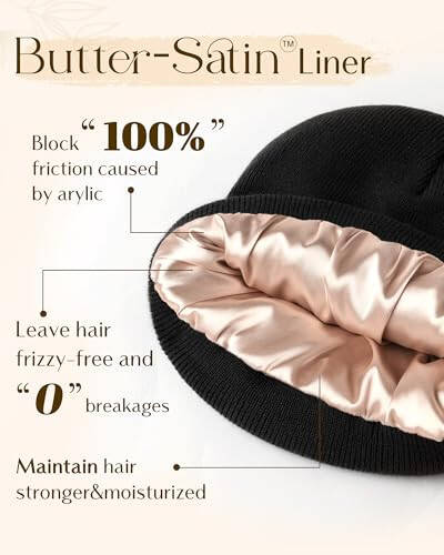 YANIBEST Womens Satin Lined Knit Beanie Hat Acrylic Winter Hats for Women Men Silk Lining Soft Slouchy Warm Cuffed Beanie Hat - 6