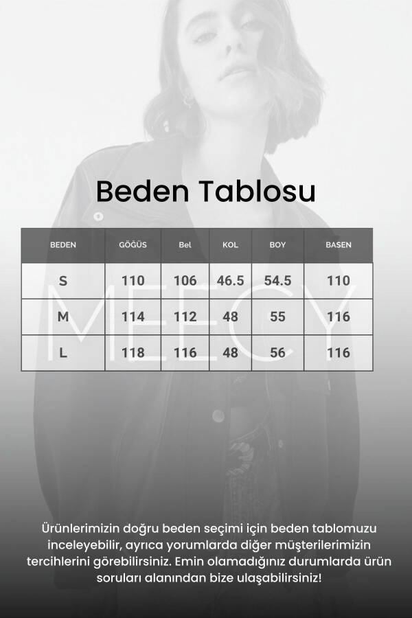 Yanlardan Büzgü Detaylı Deri Ceket - Oversize - Siyah - 5