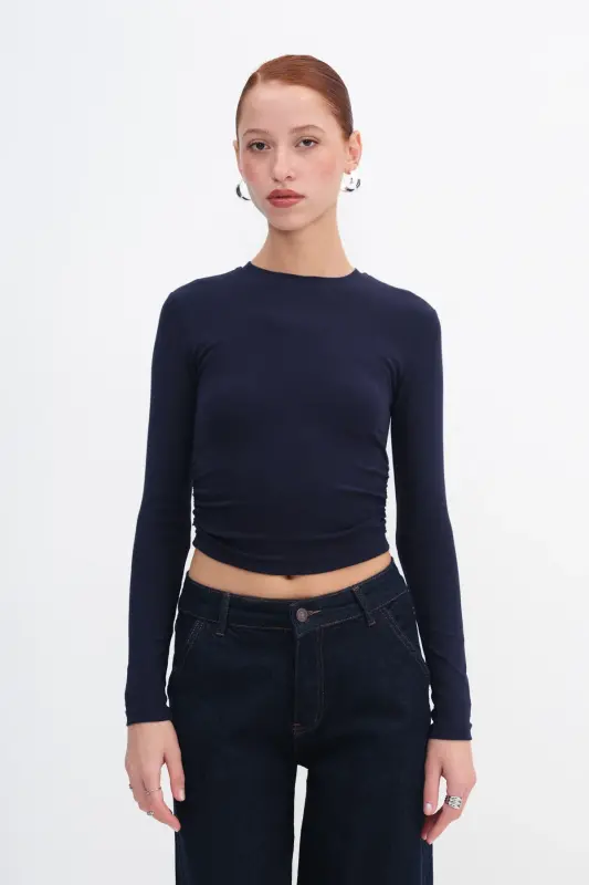 Yanları Büzgülü Basic Bluz B4164-U13 - Laci - 1