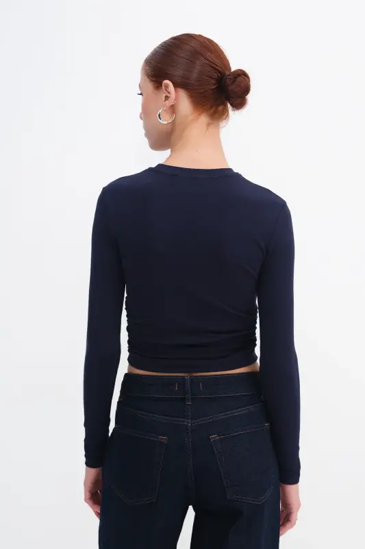 Yanları Büzgülü Basic Bluz B4164-U13 - Laci - 5