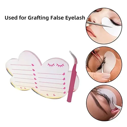 Grafting False Eyelash Acrylic Extension Pallet, Eyelash Extension Tweezers Plate Pad Makeup Palette Individual Training Tools Dazzling (Cloud-shaped A （5.51x3.94in）) - 2