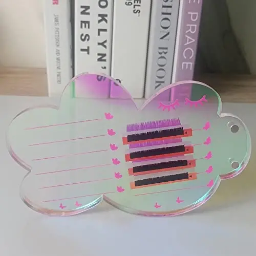 Grafting False Eyelash Acrylic Extension Pallet, Eyelash Extension Tweezers Plate Pad Makeup Palette Individual Training Tools Dazzling (Cloud-shaped A （5.51x3.94in）) - 6