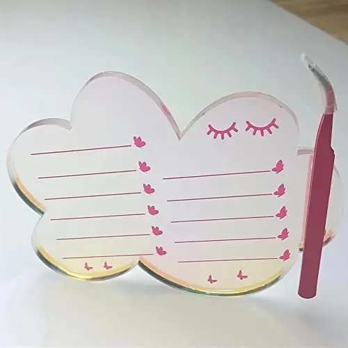 Grafting False Eyelash Acrylic Extension Pallet, Eyelash Extension Tweezers Plate Pad Makeup Palette Individual Training Tools Dazzling (Cloud-shaped A （5.51x3.94in）) - 5