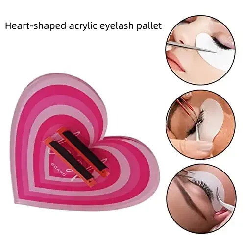 Grafting False Eyelash Acrylic Extension Pallet, Eyelash Extension Tweezers Plate Pad Makeup Palette Individual Training Tools (Heart-shaped（4.72x3.54inch）) - 3