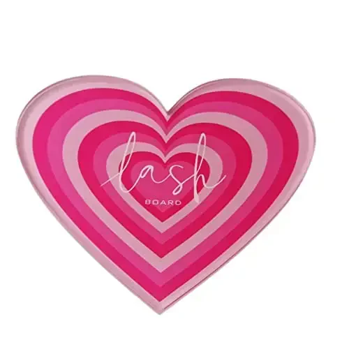 Grafting False Eyelash Acrylic Extension Pallet, Eyelash Extension Tweezers Plate Pad Makeup Palette Individual Training Tools (Heart-shaped（4.72x3.54inch）) 