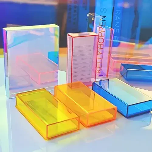 Grafting False Eyelash Acrylic Extension Pallet Organizer, Eyelash Extension Glue Tweezers Plate Makeup Palette, Dustproof Storage Box Display Training Tools Salon (Dazzling L with cover) - 5