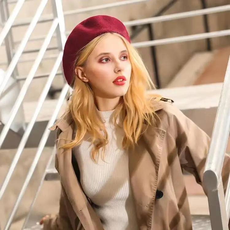 Yanmucy French Beret Vintage Beret Hats for Women Solid Color Classic French Beret Hats Winter Warm Cap for Women & Men - 2