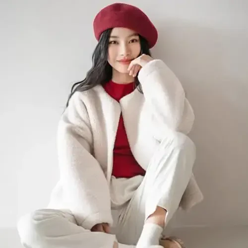 Yanmucy French Beret Vintage Beret Hats for Women Solid Color Classic French Beret Hats Winter Warm Cap for Women & Men - 5