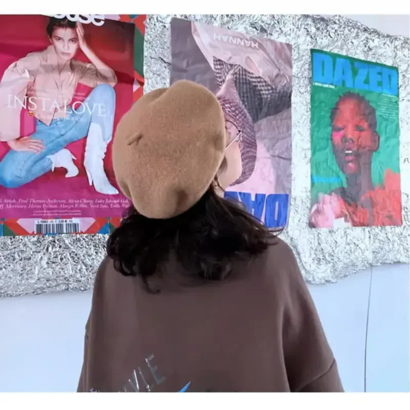 Yanmucy French Beret Vintage Beret Hats for Women Solid Color Classic French Beret Hats Winter Warm Cap for Women & Men - 4