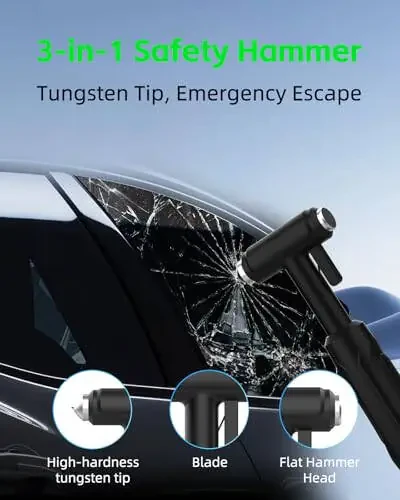 YANTU 111-Piece Car Emergency Kit - Tire Inflator Portable Air Compressor & Jumper Cables for Car - Winter Auto Assistance Kit with Tow Straps, Car Safety Hammer, Tire Repair Kit, & First Aid Kit - 2