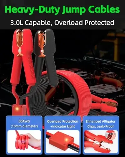 YANTU Jumper Cables for Car,110-Piece Ultimate Auto Emergency Kit,Includes Roadside Assistance,Car Safety Hammer, Tow Straps,Tire Repair,First Aid | Perfect Winter & Cold Weather Gear for Men/Women - YANTU (1)