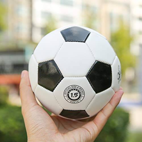 YANYODO Chidamli 6 dyuymli Mini o'lchamli Trening Futbol To'pi Yumshoq Sport O'yinchoq To'pi Go'daklar uchun, Bolalar Sovg'asi (Qora&Oq) - 3