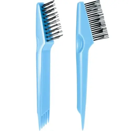 Yaomiao 2 Pcs Hair Brush Cleaner Tool 2-in-1, Light Blue Hairbrush Cleaner for Removing Hair Dust, Mini Comb for Removing Dirt, Home Salon Use - 1