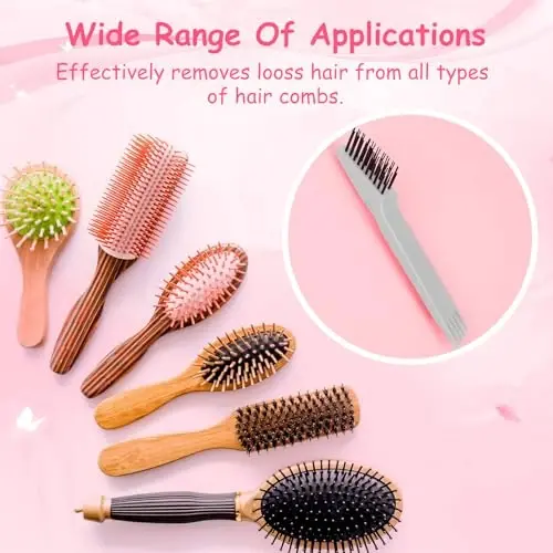 Yaomiao 2 Pcs Hair Brush Cleaner Tool 2-in-1, Pink and Gray Hairbrush Cleaner for Removing Hair Dust, Mini Comb for Removing Dirt, Home Salon Use - 5