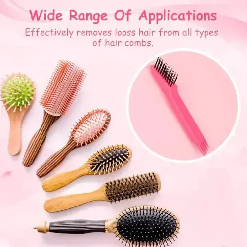 Yaomiao 2 Pcs Hair Brush Cleaner Tool 2-in-1, Pink and Purple Hairbrush Cleaner for Removing Hair Dust, Mini Comb for Removing Dirt, Home Salon Use - 3