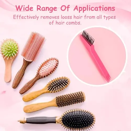 Yaomiao 2 Pcs Hair Brush Cleaner Tool 2-in-1, Pink and Purple Hairbrush Cleaner for Removing Hair Dust, Mini Comb for Removing Dirt, Home Salon Use - 3