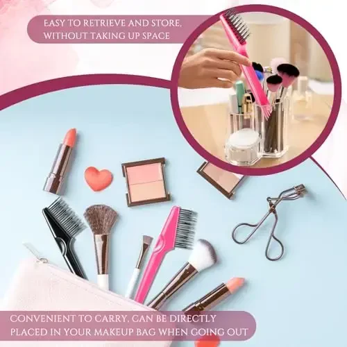 Yaomiao 2 Pcs Hair Brush Cleaner Tool 2-in-1, Black and Pink Hairbrush Cleaner for Removing Hair Dust, Mini Comb for Removing Dirt, Home Salon Use - 4