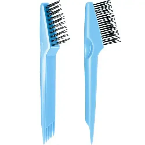 Yaomiao 2 Pcs Hair Brush Cleaner Tool 2-in-1, Light Blue Hairbrush Cleaner for Removing Hair Dust, Mini Comb for Removing Dirt, Home Salon Use - YAOMIAO