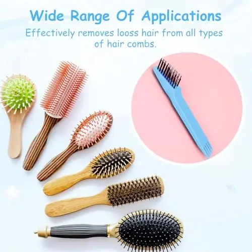 Yaomiao 2 Pcs Hair Brush Cleaner Tool 2-in-1, Light Blue Hairbrush Cleaner for Removing Hair Dust, Mini Comb for Removing Dirt, Home Salon Use - 6
