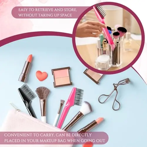 Yaomiao 2 Pcs Hair Brush Cleaner Tool 2-in-1, Black and Pink Hairbrush Cleaner for Removing Hair Dust, Mini Comb for Removing Dirt, Home Salon Use - 4