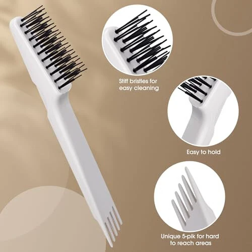 Yaomiao 2 Pcs Hair Brush Cleaner Tool 2-in-1, Gray Hairbrush Cleaner for Removing Hair Dust, Mini Comb for Removing Dirt, Home Salon Use - 3