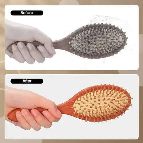 Yaomiao 2 Pcs Hair Brush Cleaner Tool 2-in-1, Gray Hairbrush Cleaner for Removing Hair Dust, Mini Comb for Removing Dirt, Home Salon Use - 4