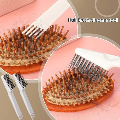 Yaomiao 2 Pcs Hair Brush Cleaner Tool 2-in-1, Gray Hairbrush Cleaner for Removing Hair Dust, Mini Comb for Removing Dirt, Home Salon Use - 5