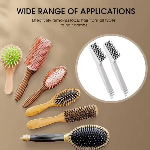 Yaomiao 2 Pcs Hair Brush Cleaner Tool 2-in-1, Gray Hairbrush Cleaner for Removing Hair Dust, Mini Comb for Removing Dirt, Home Salon Use - 6