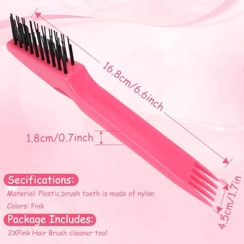 Yaomiao Hair Brush Cleaner Tool 2-in-1, Pink - Long Service Life, Easily Removes Hair, Dirt, Dust from Hair Brushes, Cleaning Tool for Home Salon Use - MODAZONE (1)