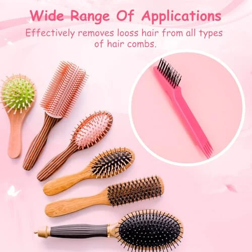 Yaomiao Hair Brush Cleaner Tool 2-in-1, Pink - Long Service Life, Easily Removes Hair, Dirt, Dust from Hair Brushes, Cleaning Tool for Home Salon Use - 3