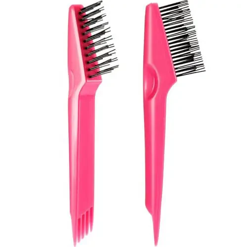 Yaomiao 2 Pcs Hair Brush Cleaner Tool 2-in-1, Pink Hairbrush Cleaner for Removing Hair Dust, Mini Comb for Removing Dirt, Home Salon Use - 1